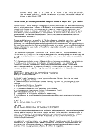 70 Km De CiclovíAs Para Quito