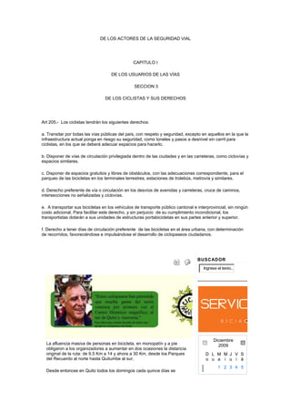 70 Km De CiclovíAs Para Quito