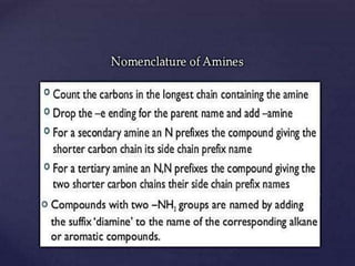 Nomenclature of amines
 