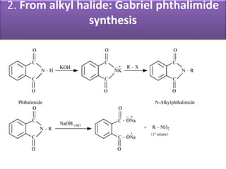 2. From alkyl halide: Gabriel phthalimide
synthesis
 