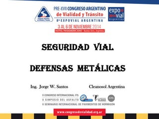 SEGURIDAD VIAL
Defensas Metálicas
Ing. Jorge W. Santos Cleanosol Argentina
 