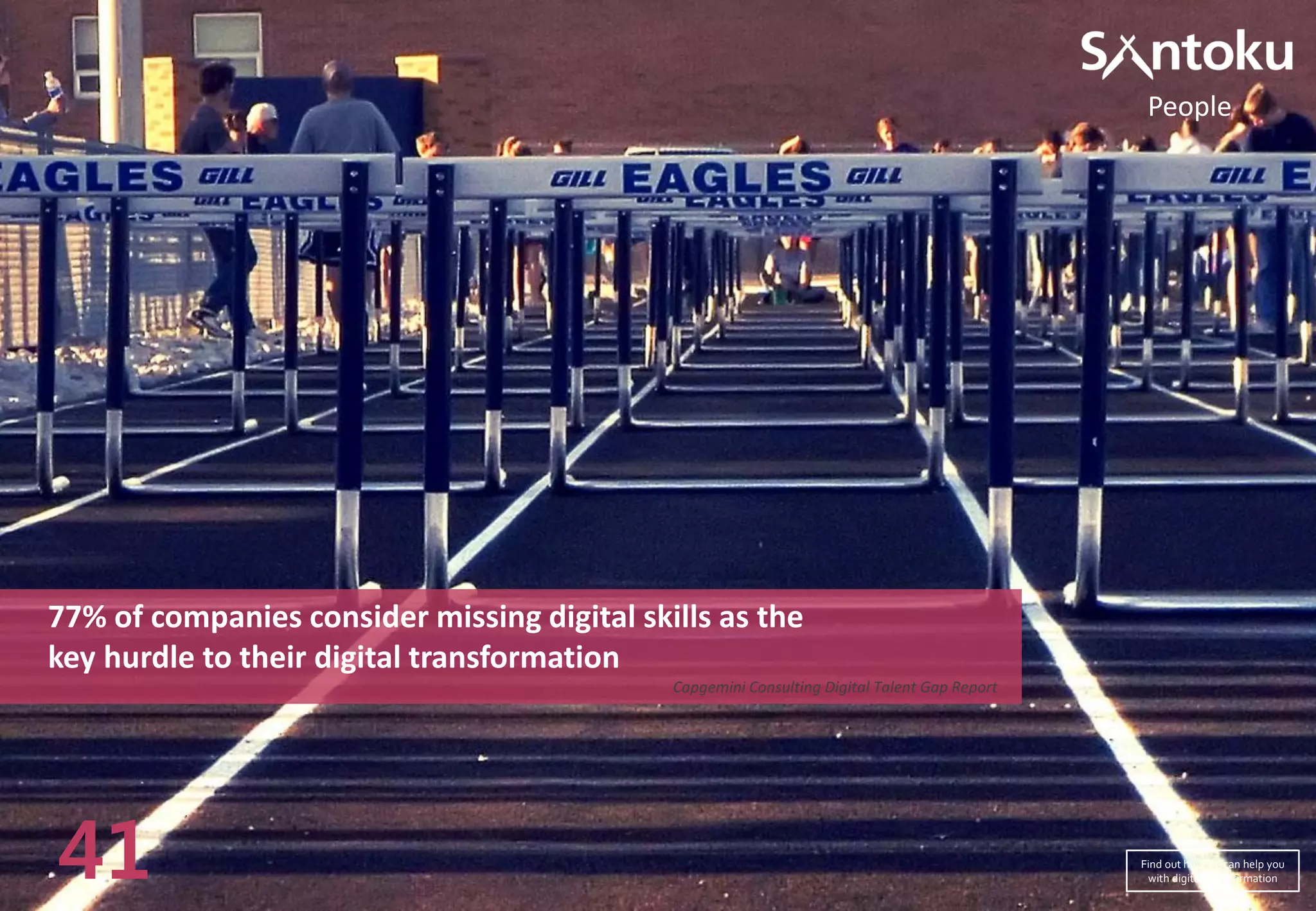 77% of companies consider missing digital skills as the
key hurdle to their digital transformation
Capgemini Consulting Digital Talent Gap Report
41
People
Find out how we can help you
with digital transformation
 