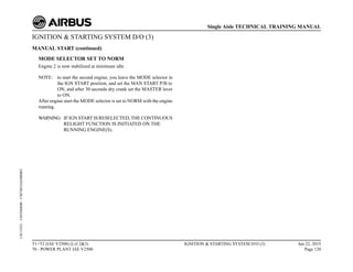 IGNITION & STARTING SYSTEM D/O (3)
MANUAL START (continued)
MODE SELECTOR SET TO NORM
Engine 2 is now stabilized at minimum idle.
NOTE: to start the second engine, you leave the MODE selector in
the IGN START position, and set the MAN START P/B to
ON, and after 30 seconds dry crank set the MASTER lever
to ON.
After engine start the MODE selector is set to NORM with the engine
running.
WARNING: IF IGN START IS RESELECTED,THE CONTINUOUS
RELIGHT FUNCTION IS INITIATED ON THE
RUNNING ENGINE(S).
T1+T2 (IAE V2500) (Lvl 2&3)
70 - POWER PLANT IAE V2500
IGNITION & STARTING SYSTEM D/O (3) Jun 22, 2015
Page 120
Single Aisle TECHNICAL TRAINING MANUAL
UJC15251
-
U04T0MM0
-
UM74D1IAE000003
 