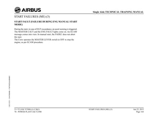 START FAILURES (ME) (3)
START FAULT (FAILURE DURING ENG MANUAL START
MODE)
During the start, in case of EGT exceedance, an aural warning is triggered.
The MASTER CAUT and the ENG FAULT lights come on. An ECAM
message comes into view. In manual start, the FADEC does not abort
the start.
The Crew operates the MASTER LEVER switch to OFF to stop the
engine, as per ECAM procedure.
T1+T2 (IAE V2500) (Lvl 2&3)
70 - POWER PLANT IAE V2500
START FAILURES (ME) (3) Jun 22, 2015
Page 164
Single Aisle TECHNICAL TRAINING MANUAL
UJC15251
-
U04T0MM0
-
UM74D2IAE000003
 