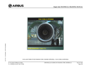 FAN AND THRUST REVERSER COWL DOORS OPENING - FAN COWLS OPENING
T1+T2 (IAE V2500) (Lvl 2&3)
70 - POWER PLANT IAE V2500
OPENING & CLOSING OF ENGINE COWL DOORS (2) Jun 22, 2015
Page 305
Single Aisle TECHNICAL TRAINING MANUAL
UJC15251
-
U04T0MM0
-
UM70Y2IAE000002
 