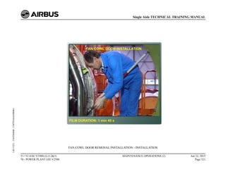 FAN COWL DOOR REMOVAL/INSTALLATION - INSTALLATION
T1+T2 (IAE V2500) (Lvl 2&3)
70 - POWER PLANT IAE V2500
MAINTENANCE OPERATIONS (2) Jun 22, 2015
Page 321
Single Aisle TECHNICAL TRAINING MANUAL
UJC15251
-
U04T0MM0
-
UM70Y6IAE000001
 