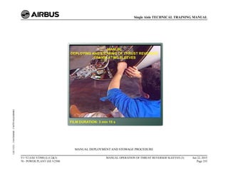 MANUAL DEPLOYMENT AND STOWAGE PROCEDURE
T1+T2 (IAE V2500) (Lvl 2&3)
70 - POWER PLANT IAE V2500
MANUAL OPERATION OF THRUST REVERSER SLEEVES (3) Jun 22, 2015
Page 355
Single Aisle TECHNICAL TRAINING MANUAL
UJC15251
-
U04T0MM0
-
UM70Y4IAE000002
 