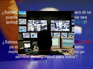 ¿Sabias que el Anticristo ya está vivo, pero él no
  puede manifestarse hasta que la Iglesia sea
  quitada (El Rapto - 2Tesolonicenses 2:6-8)?



¿Sabias que la implementación de la marca 666
   ya está en proceso y que en este mismo
  momentos se está promoviendo como un
      servicio de seguridad para todos?
 