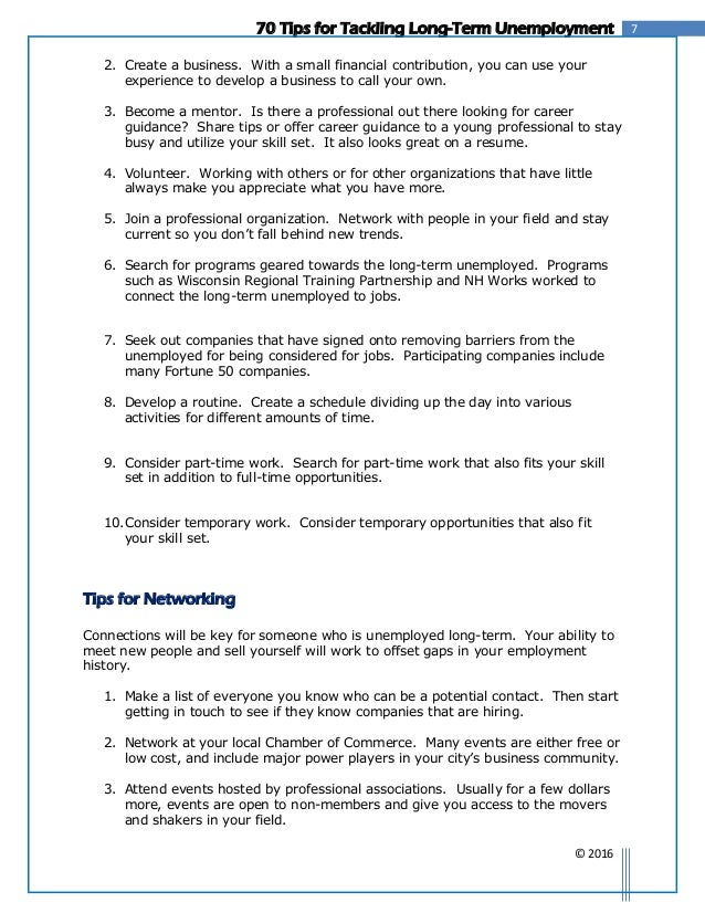 70 tips for tackling long term unemployment final