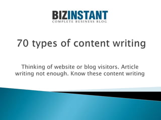 Thinking of website or blog visitors. Article
writing not enough. Know these content writing
 