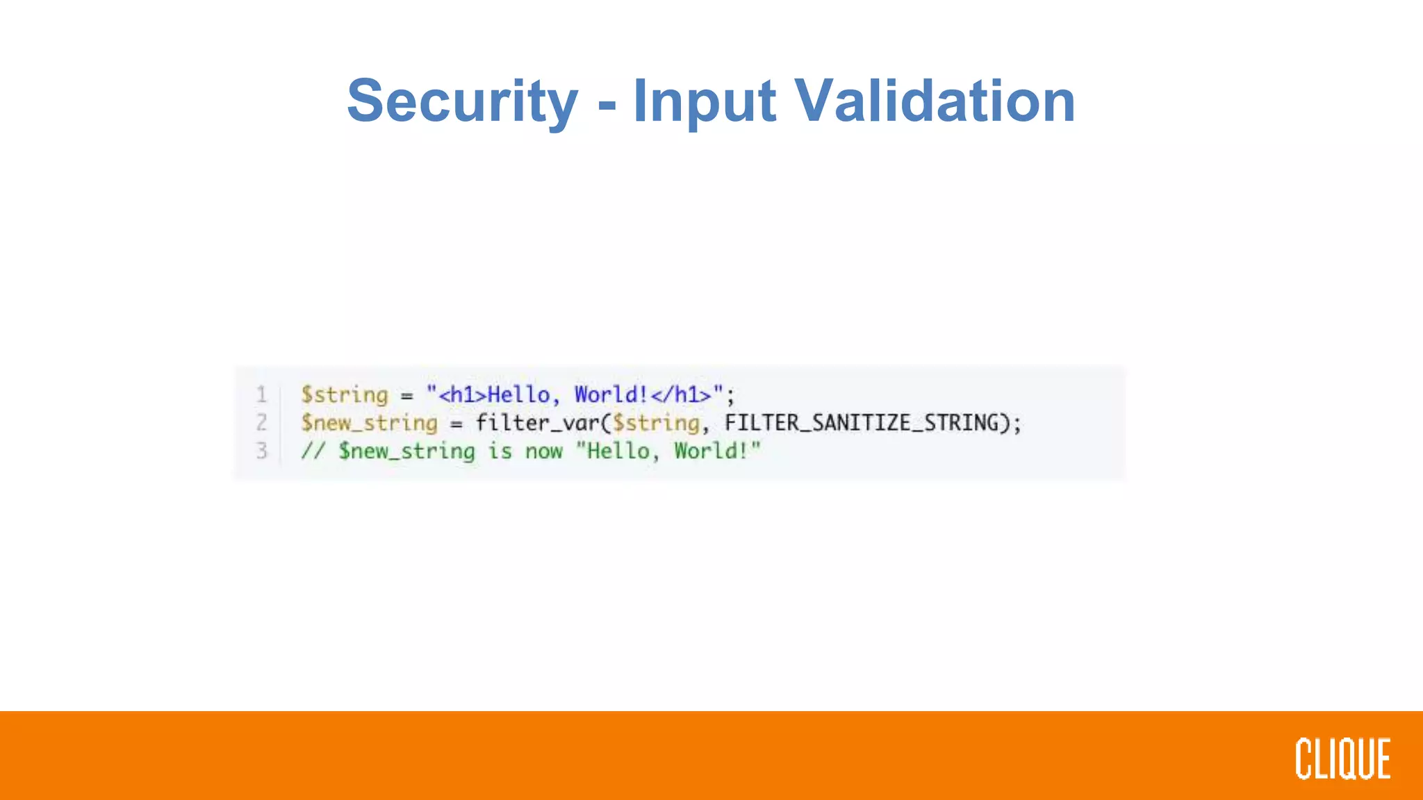 Security - Input Validation
 