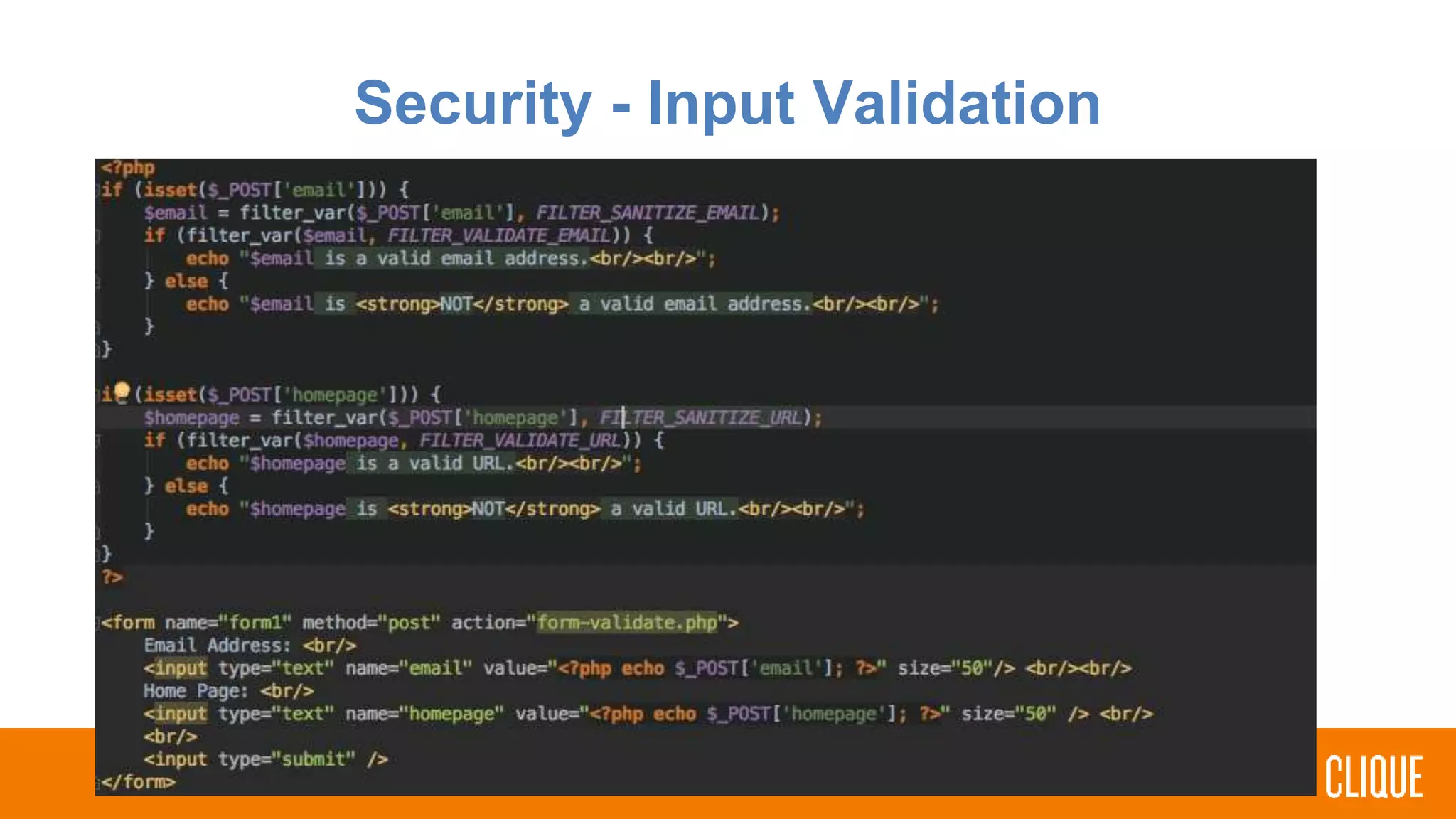 Security - Input Validation
 