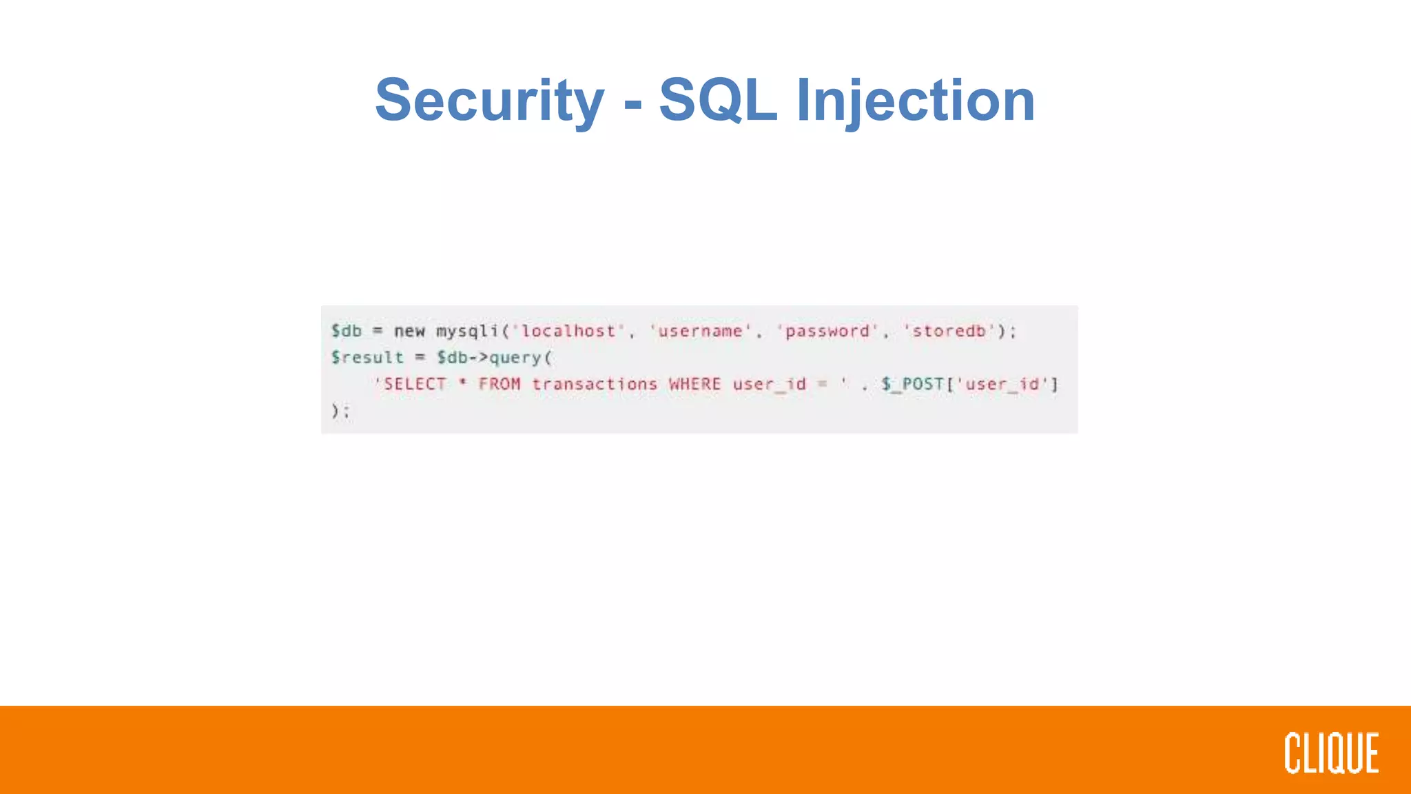 Security - SQL Injection
 