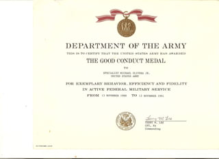 US Army Awards and Certificates