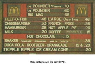 McDonalds menu in the early 1970's
 