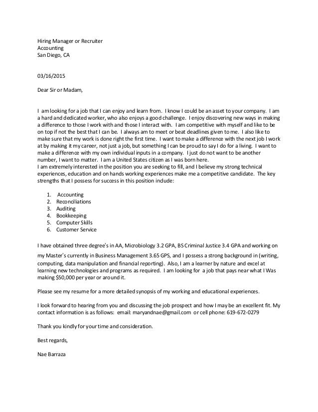 Cover Letter Two