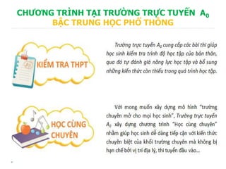 CHƯƠNG TRÌNH TẠI TRƯỜNG TRỰC TUYẾN A0
BẬC TRUNG HỌC PHỔ THÔNG
 