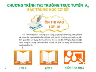 CHƯƠNG TRÌNH TẠI TRƯỜNG TRỰC TUYẾN A0
BẬC TRUNG HỌC CƠ SỞ
 