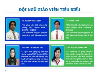 ĐỘI NGŨ GIÁO VIÊN TIÊU BIỂU
 