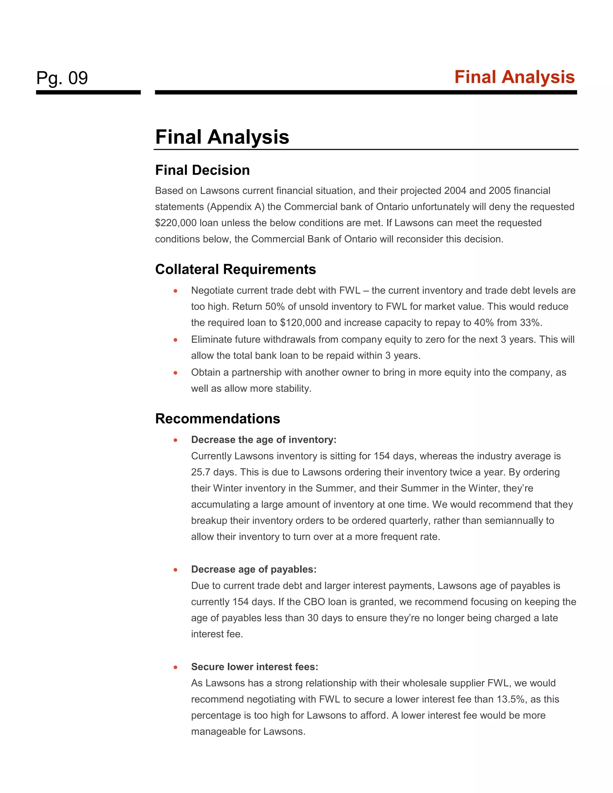 Finance - Case Study - Lawsons | PDF