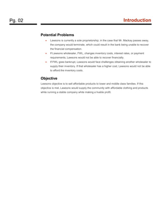 Finance - Case Study - Lawsons | PDF