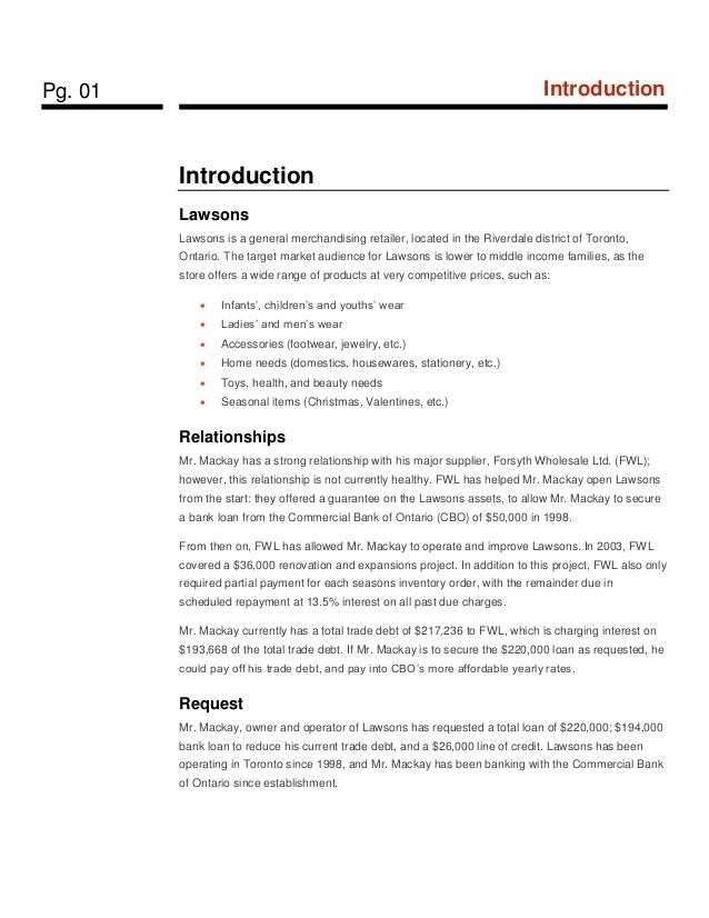 Finance Case Study Lawsons