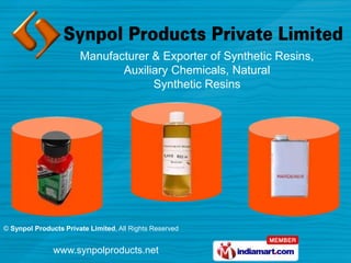 Manufacturer & Exporter of Synthetic Resins,  Auxiliary Chemicals, Natural  Synthetic Resins 