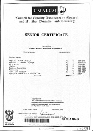Senior Certificate Results