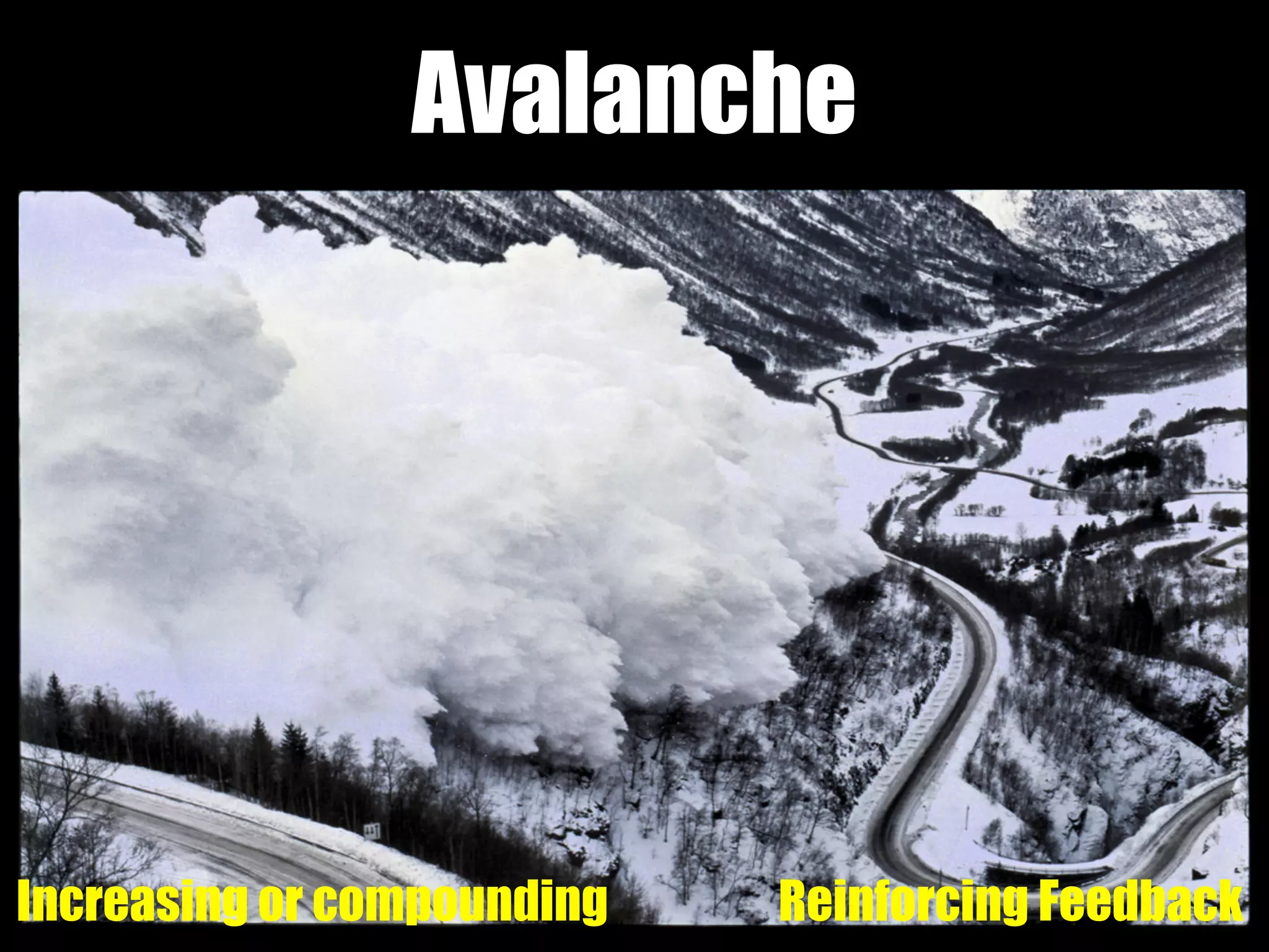 Avalanche
Increasing or compounding Reinforcing Feedback
 
