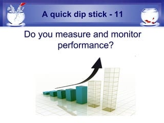 A quick dip stick - 11
Do you measure and monitor
performance?
 