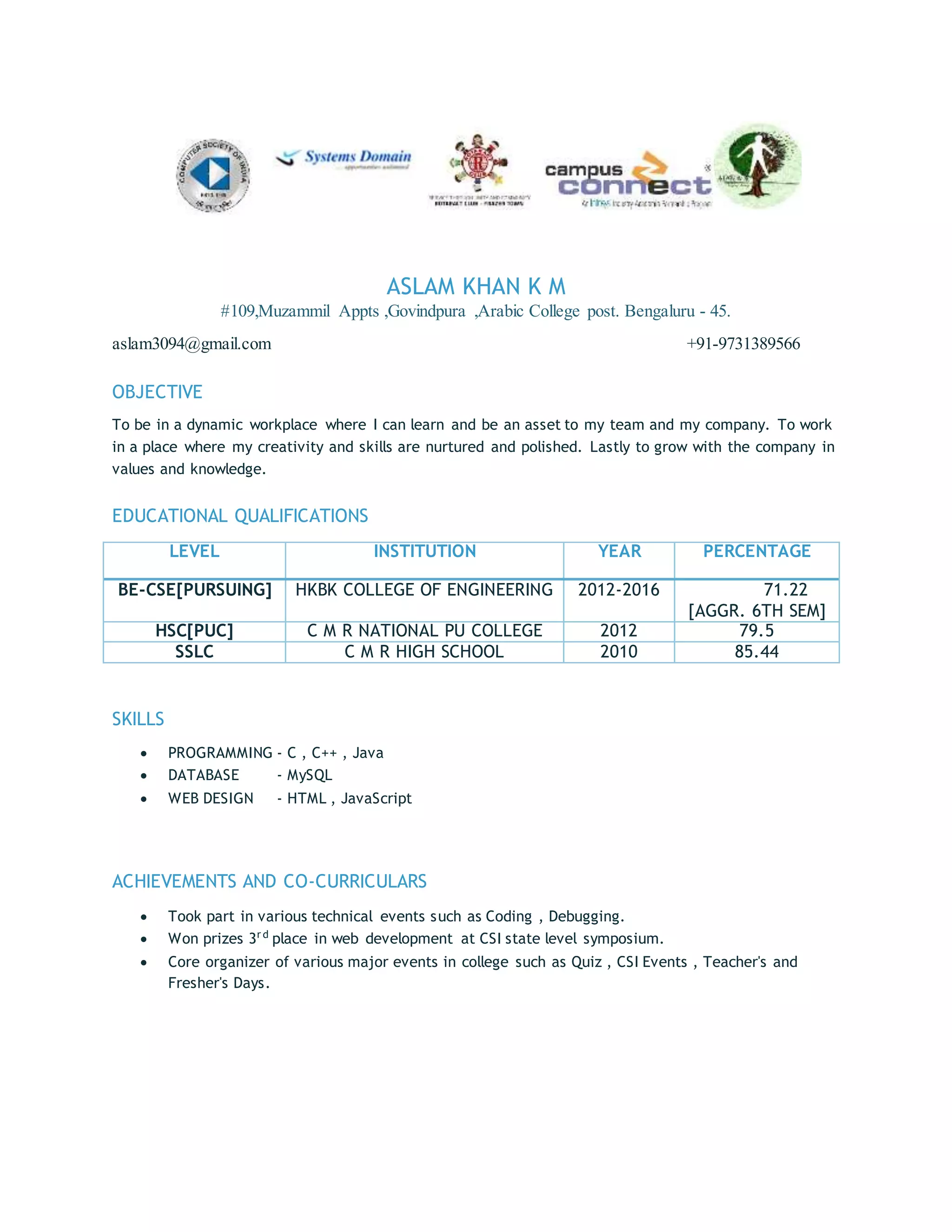 Aslam Resume | DOCX
