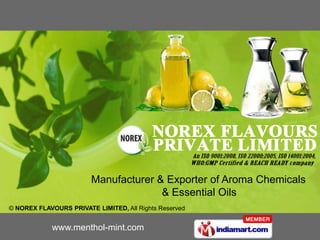Manufacturer & Exporter of Aroma Chemicals           & Essential Oils 