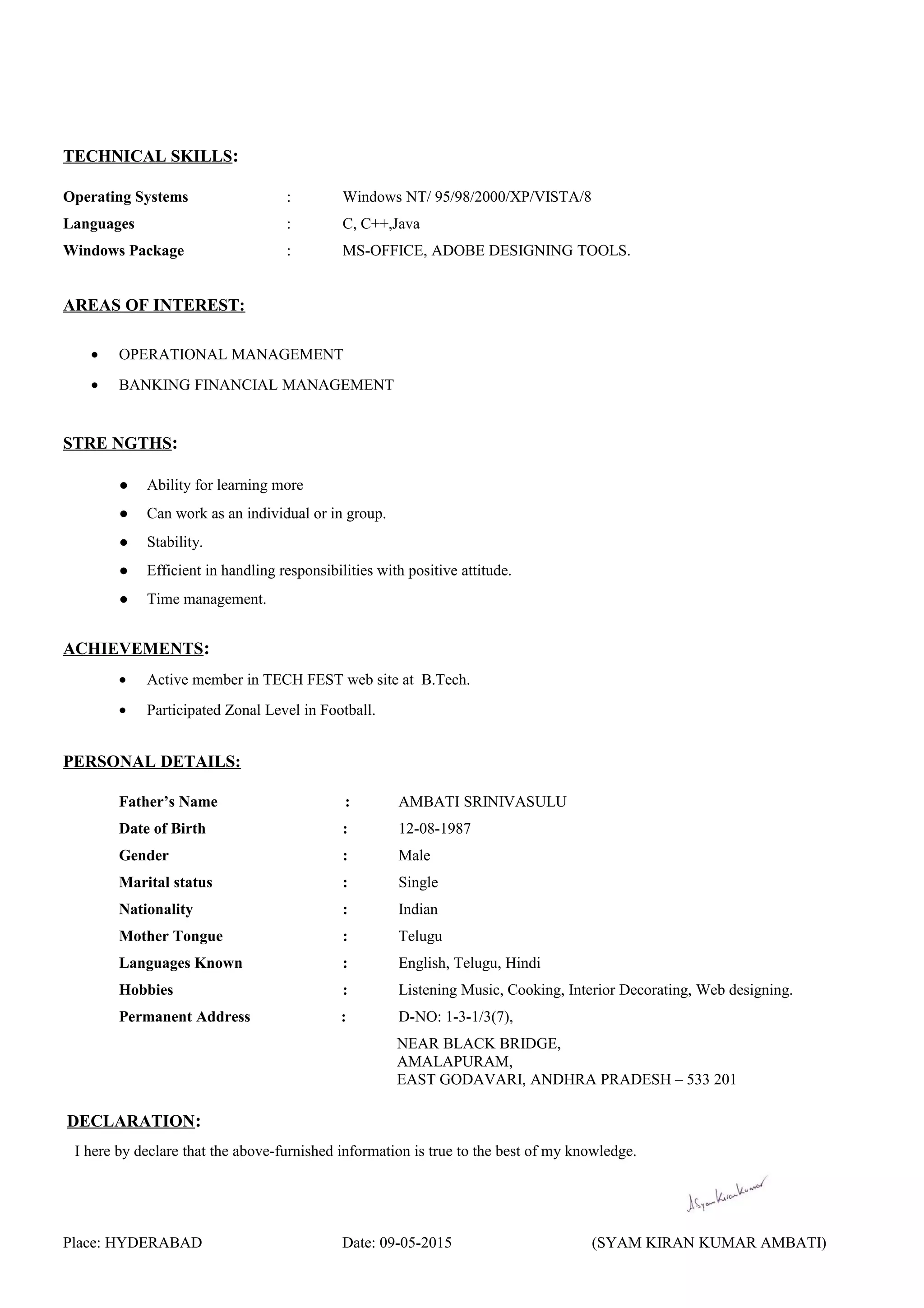 SYAM AMBATI RESUME | PDF