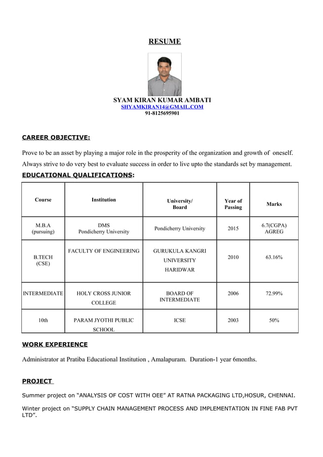 SYAM AMBATI RESUME | PDF