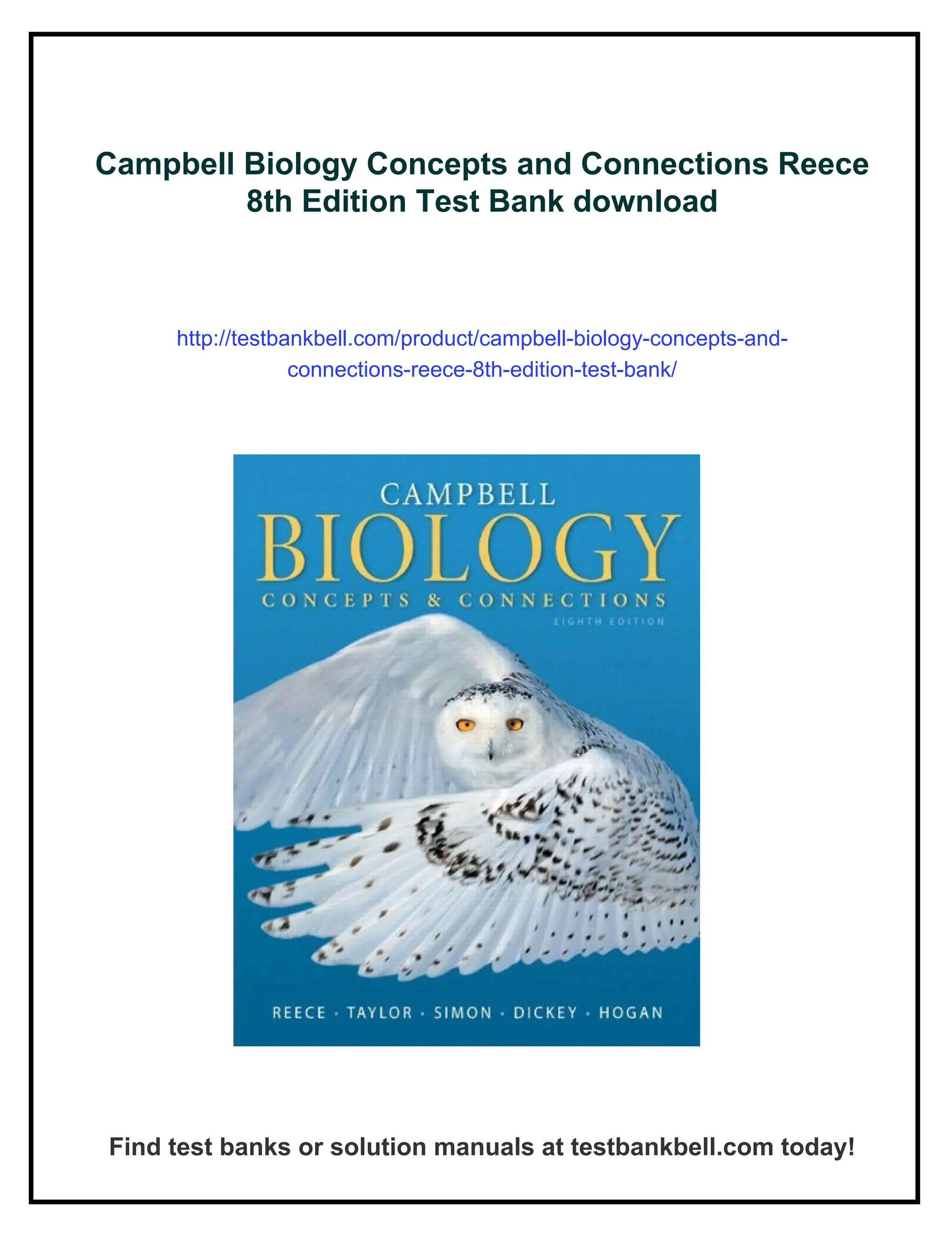 CAMPBELL BIOLOGY eighth edition Campbell Biology Concepts and Connections