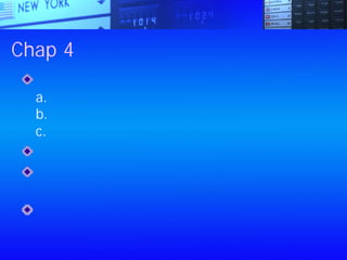 Chap 4：為什麼只有少數人能夠致富
要清楚定義財富的意義，有三點必備：
a.必須知道正確的數字
b.寫下數字
c.轉換成影像
目標越大，越不需要去改變它
訂定遠大目標還有另一個好處：目標可以擴大
我們對可能性的感應力
你可以把你的所有目標都變成勢在必行，而決
定權在你
 