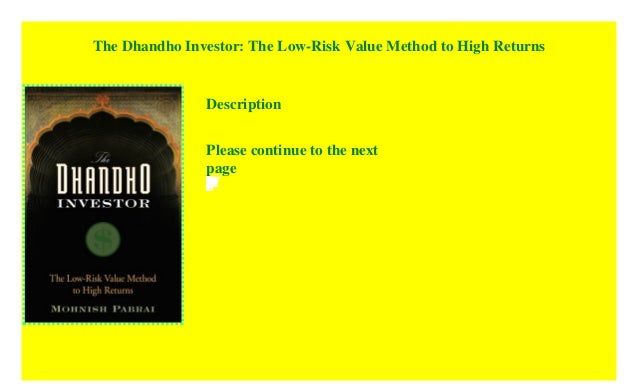 dhandho investor hard cover