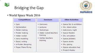 Bridging the Gap
• World Space Week 2016
 