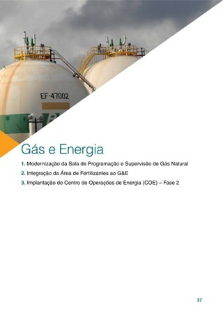 37
1. Modernização da Sala de Programação e Supervisão de Gás Natural
2. Integração da Área de Fertilizantes ao G&E
3. Implantação do Centro de Operações de Energia (COE) – Fase 2
Gás e Energia
 