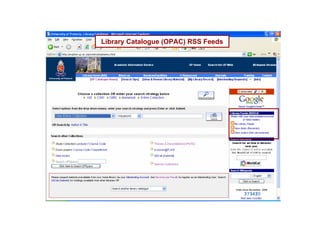 Library Catalogue (OPAC) RSS Feeds
 