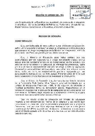 Censuran a Ministro de Educación del Perú por corrupción en el Deporte Peruano./Censorship to Minister of Education of Peru for corruption in the Peruvian Sport.