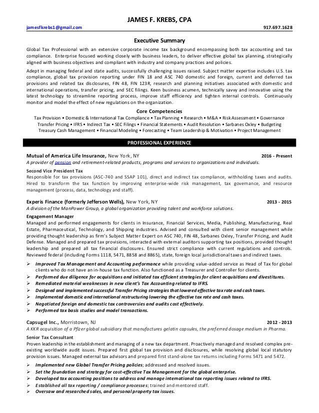 james f krebs cpa resume