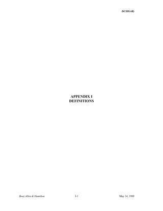 DUSD(AR)
Booz·Allen & Hamilton I-1 May 14, 1999
APPENDIX I
DEFINITIONS
 