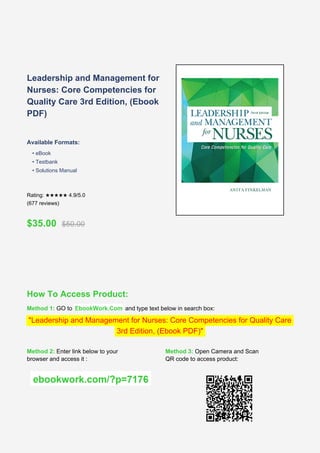 Leadership and Management for Nurses: Core Competencies for Quality ...