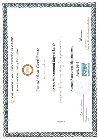 HRM Foundation& Career Certificates from the AUC