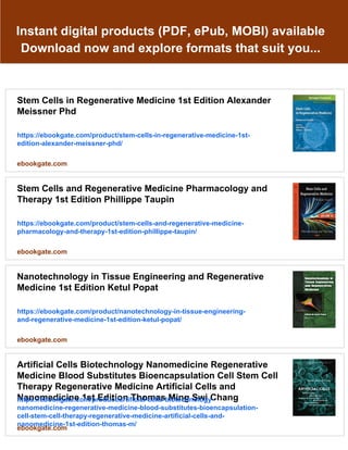 Stem Cells Tissue Engineering and Regenerative Medicine 1st Edition ...