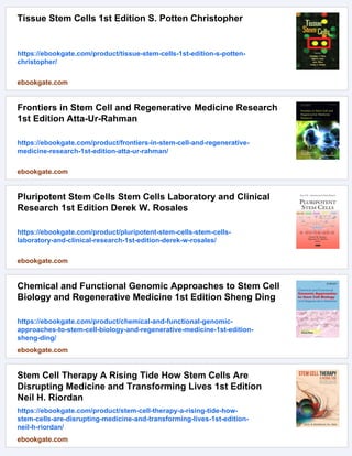 Stem Cells Tissue Engineering and Regenerative Medicine 1st Edition ...