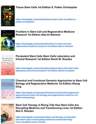 Stem Cells Tissue Engineering and Regenerative Medicine 1st Edition ...