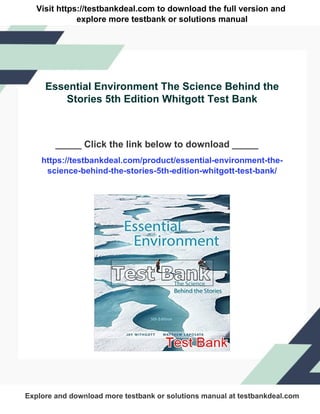 Essential Environment The Science Behind the Stories 5th Edition ...