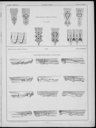 ч r
V. wir
Обработка концовъ деревянныхъ брусьевъ.
Мотивы деревянныхъ порѣзокъ для карнизовъ.
По В. Liebold’y.
M i
о
Ô Î C
Чг
Мотивы обработки концовъ брусьевъ no Krauth’y и Meyer’y.
і
т
w
Sparen & Balkenköpfe.
12.—Г. B. Барановскій. „Архитектурная Энциклопедія".
 